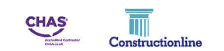 CHAS accredited contractor and Constructionline logos