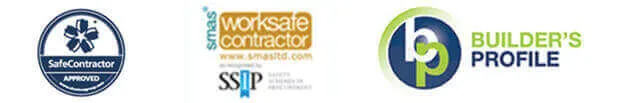 SafeContractor, SMAS Worksafe and Builder’s Profile logos